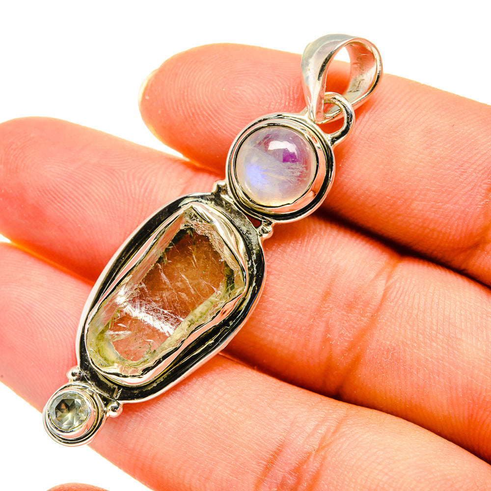 Aquamarine, Rainbow Moonstone, Peridot Pendants handcrafted by Anasilvercos - PD8096