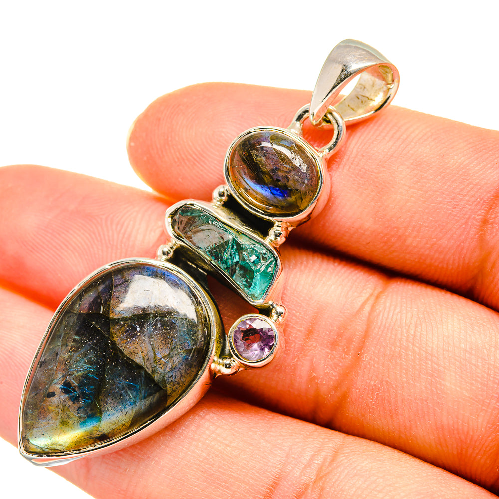 Labradorite, Apatite, Amethyst Pendants handcrafted by Anasilvercos - PD8099