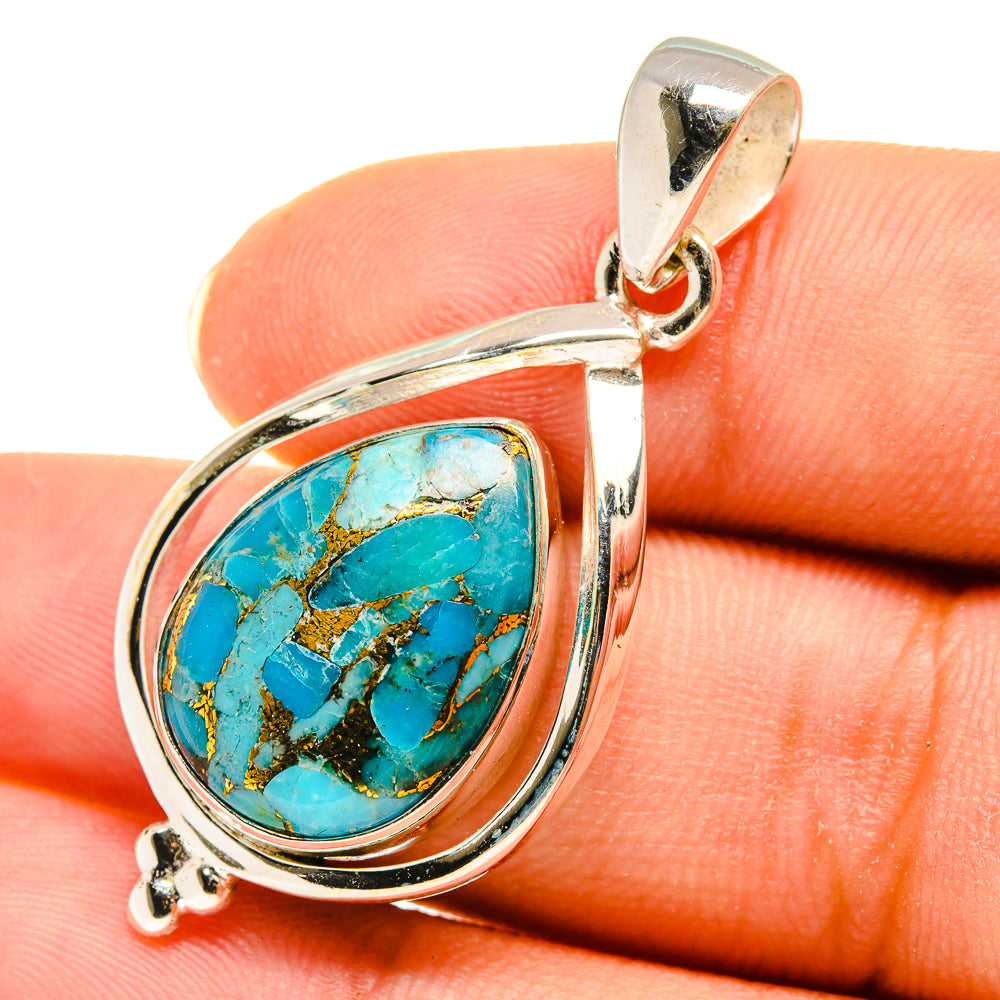 Blue Copper Composite Turquoise Pendants handcrafted by Anasilvercos - PD8108