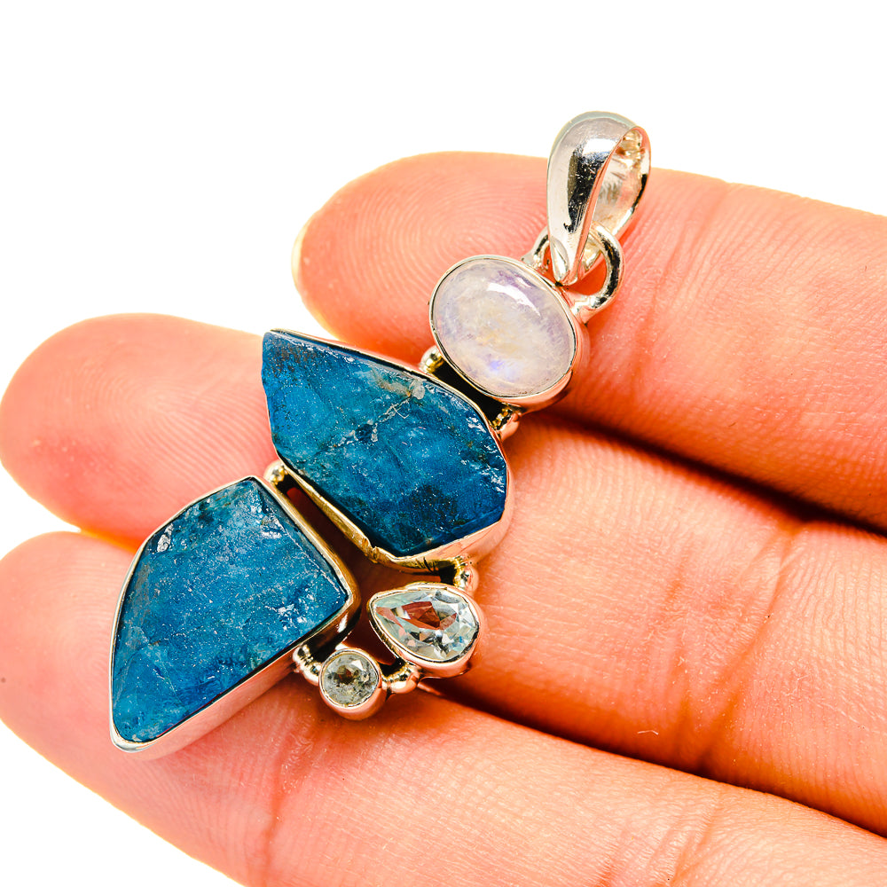 Apatite, Rainbow Moonstone, Blue Topaz Pendants handcrafted by Anasilvercos - PD8114