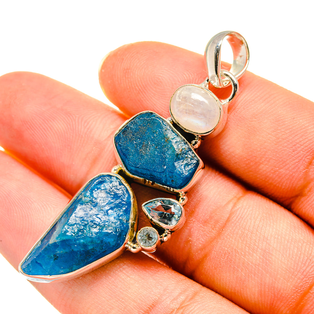 Apatite, Rainbow Moonstone, Blue Topaz Pendants handcrafted by Anasilvercos - PD8115