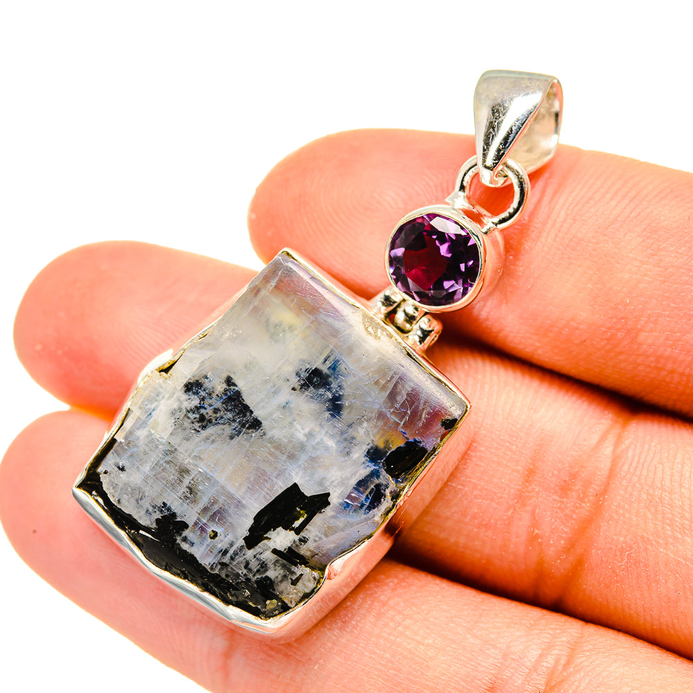 Rainbow Moonstone, Amethyst Pendants handcrafted by Anasilvercos - PD8117