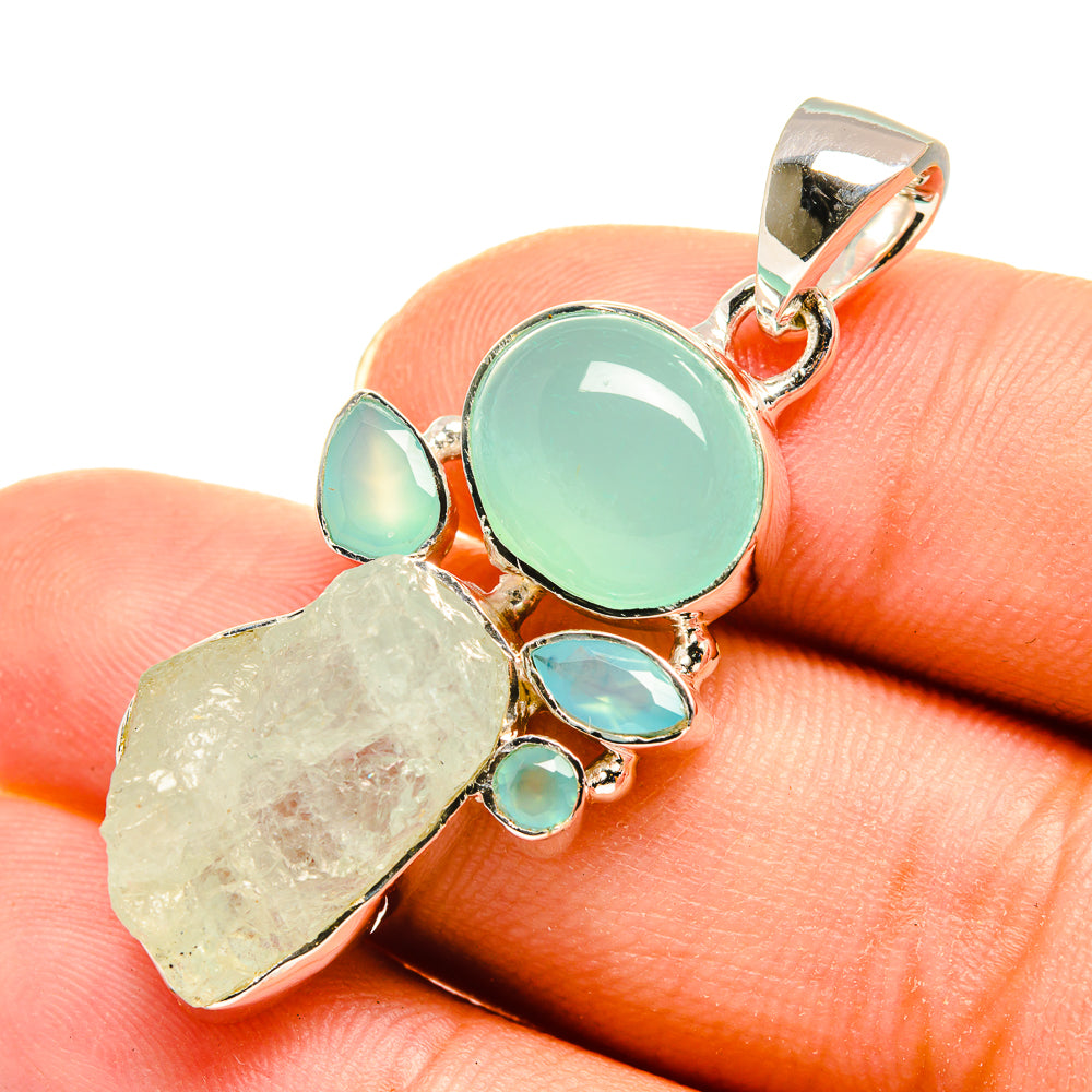 Aquamarine, Aqua Chalcedony Pendants handcrafted by Anasilvercos - PD8125