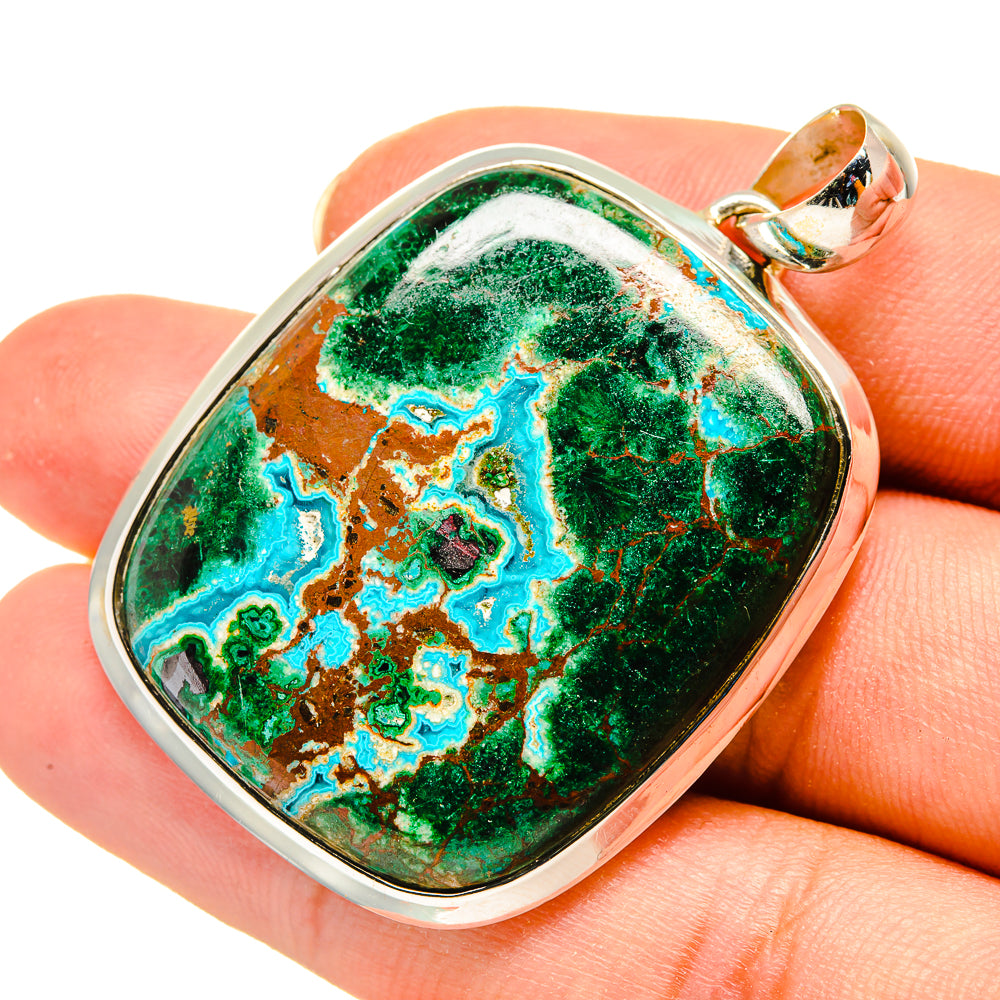 Malachite In Chrysocolla Pendants handcrafted by Anasilvercos - PD8131