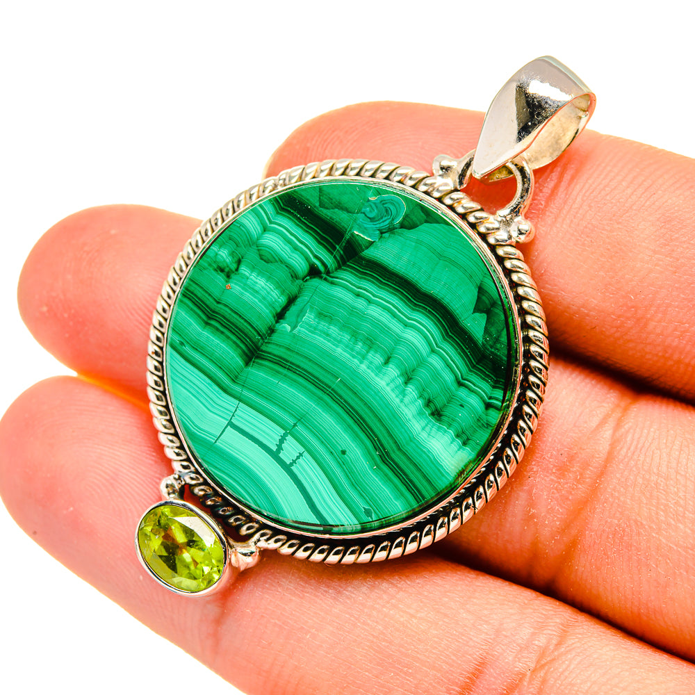 Malachite, Peridot Pendants handcrafted by Anasilvercos - PD8142