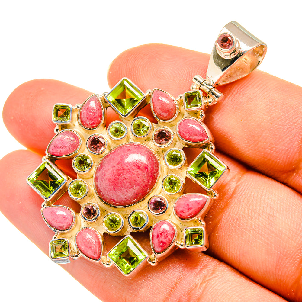 Rhodochrosite, Peridot Pendants handcrafted by Anasilvercos - PD8153
