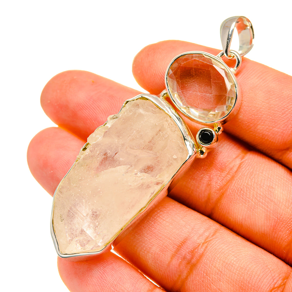 Rainbow Moonstone, White Quartz, Black Onyx Pendants handcrafted by Anasilvercos - PD8181