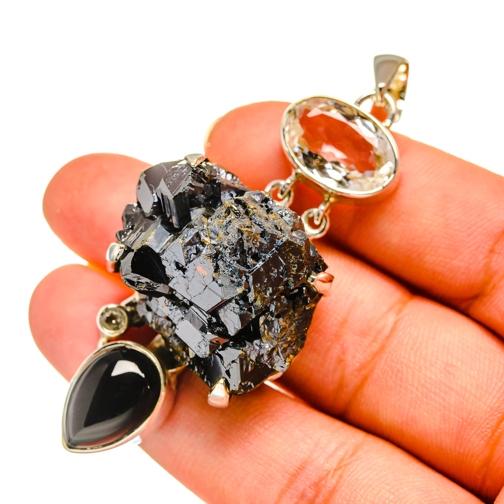 Shungite, Black Onyx, White Quartz Pendants handcrafted by Anasilvercos - PD8184
