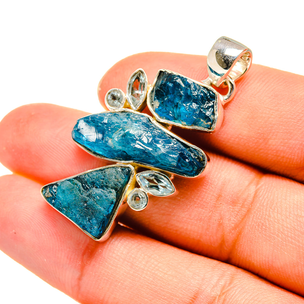 Apatite, Blue Topaz Pendants handcrafted by Anasilvercos - PD8193