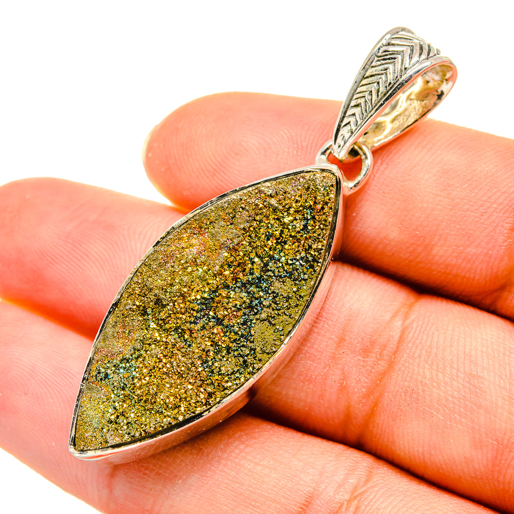 Spectro Pyrite Druzy Pendants handcrafted by Anasilvercos - PD8194