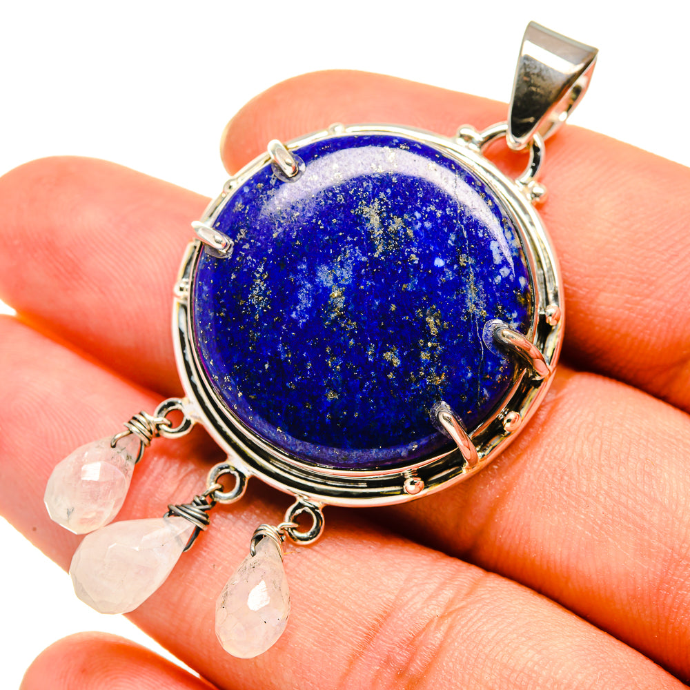 Lapis Lazuli, Rainbow Moonstone Pendants handcrafted by Anasilvercos - PD8196