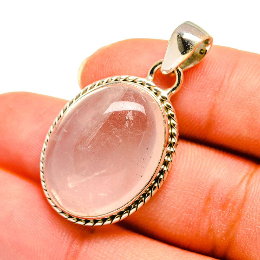 Rose Quartz Pendants handcrafted by Anasilvercos - PD8197
