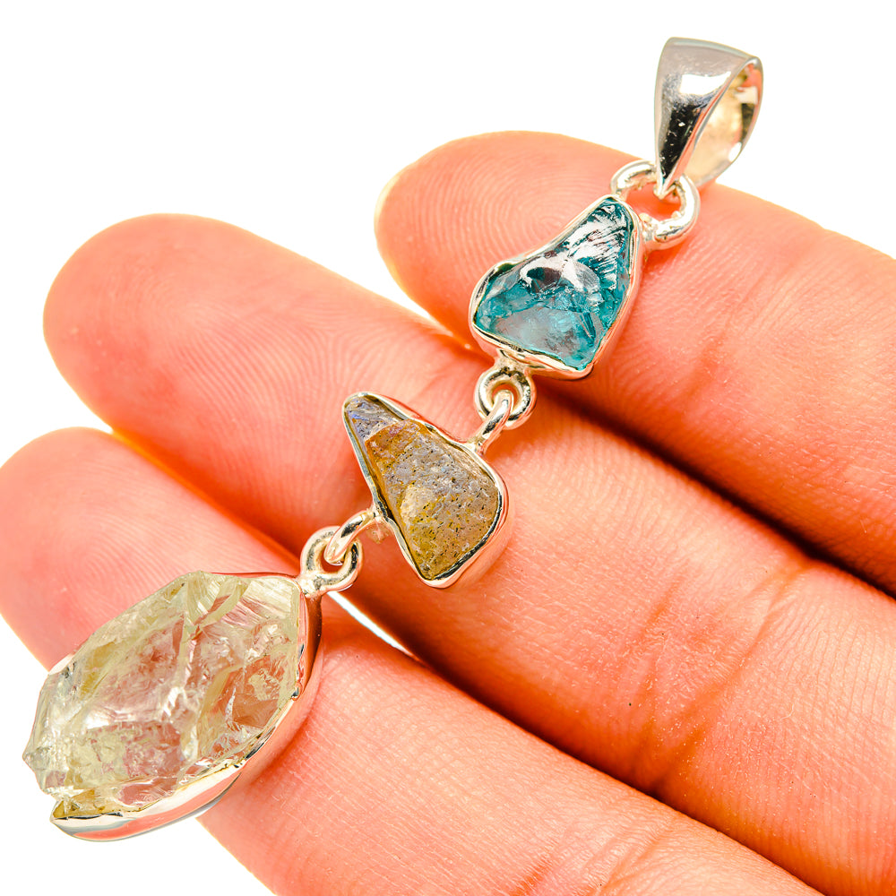 Green Amethyst, Labradorite, Apatite Pendants handcrafted by Anasilvercos - PD8208