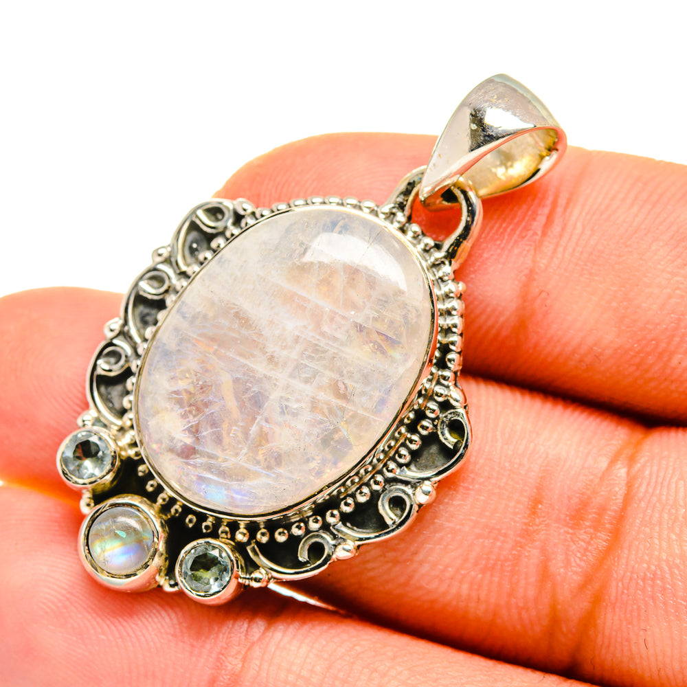 Rainbow Moonstone Pendants handcrafted by Anasilvercos - PD8217