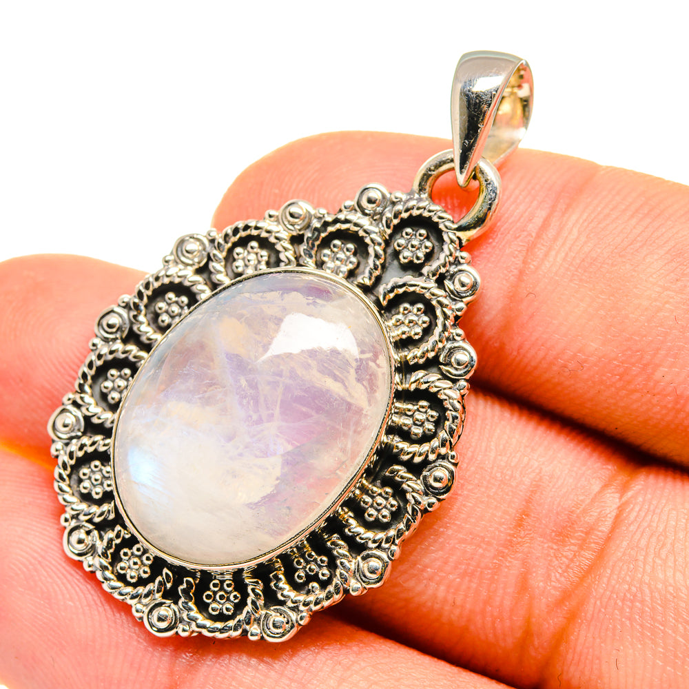 Rainbow Moonstone Pendants handcrafted by Anasilvercos - PD8218