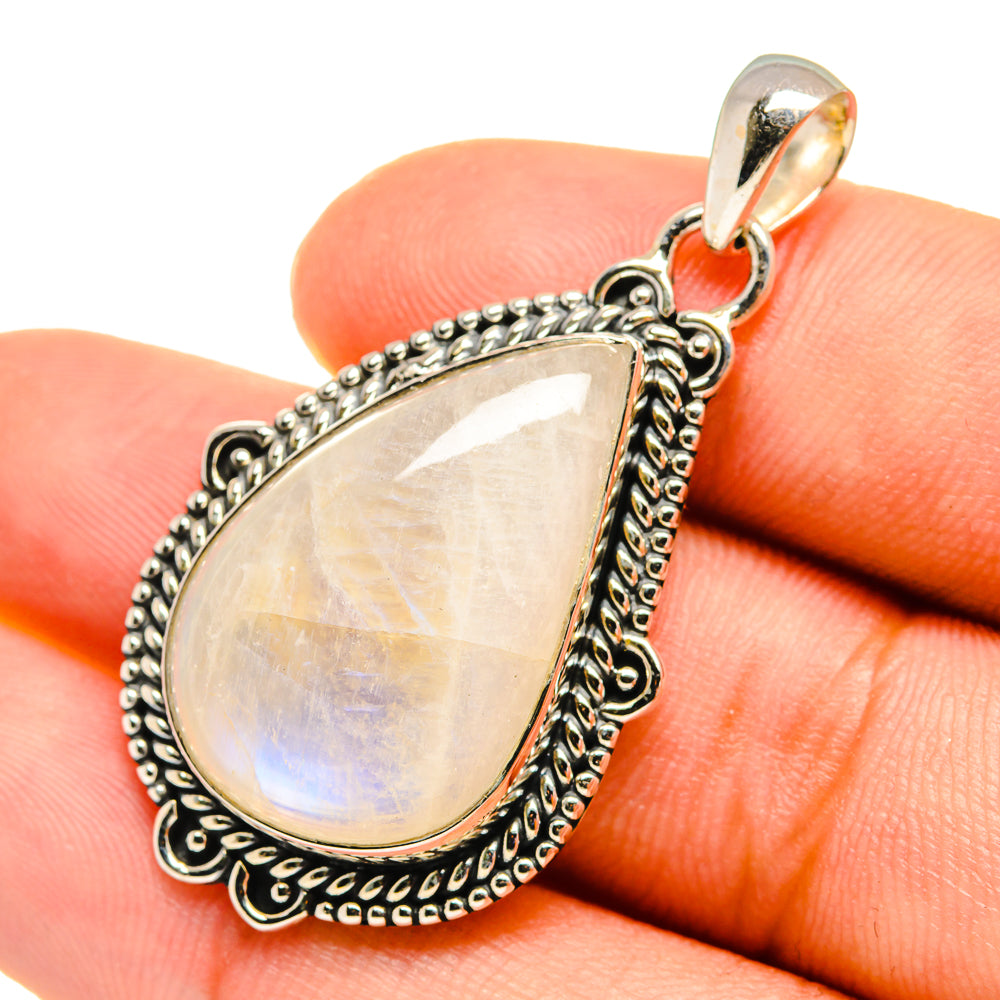 Rainbow Moonstone Pendants handcrafted by Anasilvercos - PD8219
