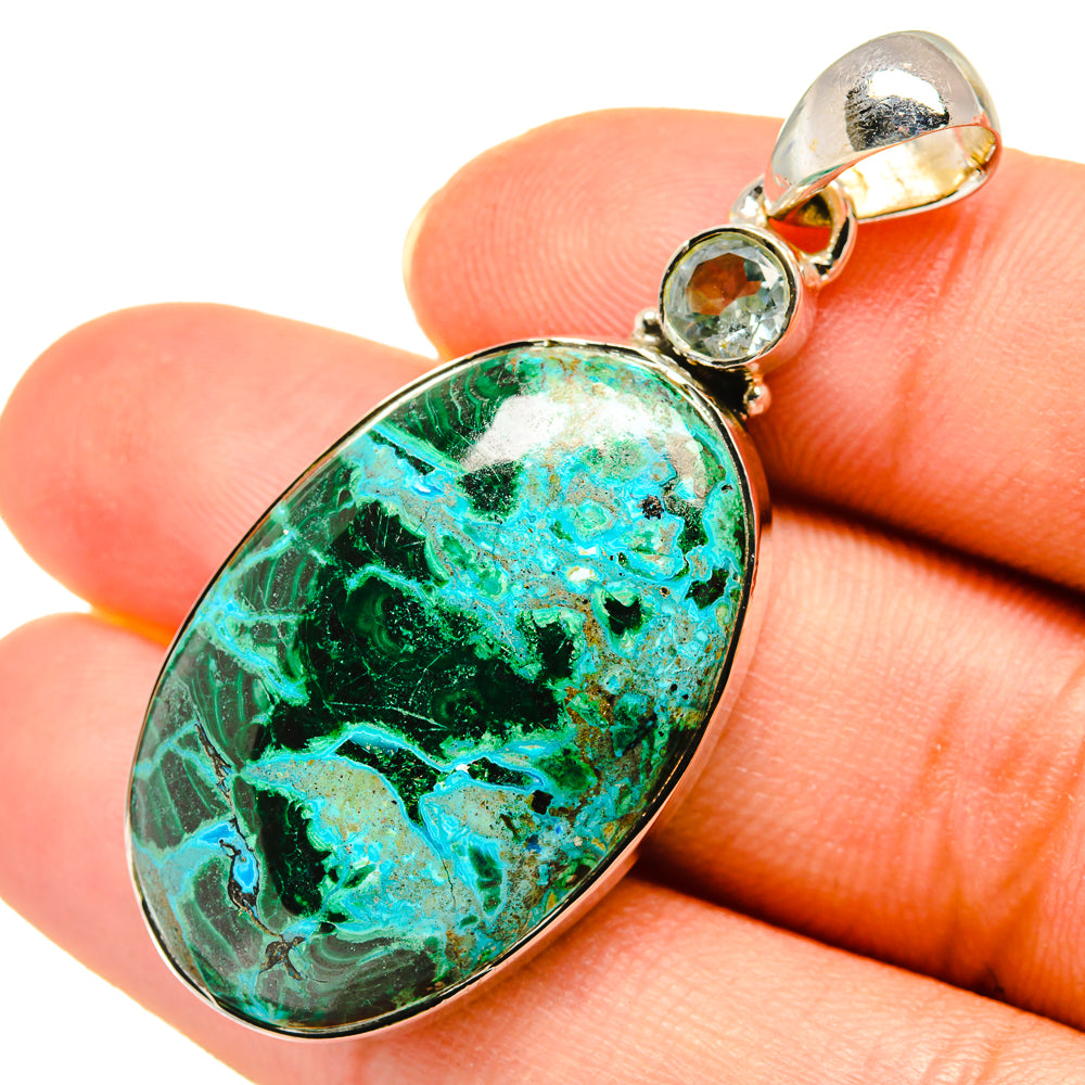 Malachite In Chrysocolla Pendants handcrafted by Anasilvercos - PD8237