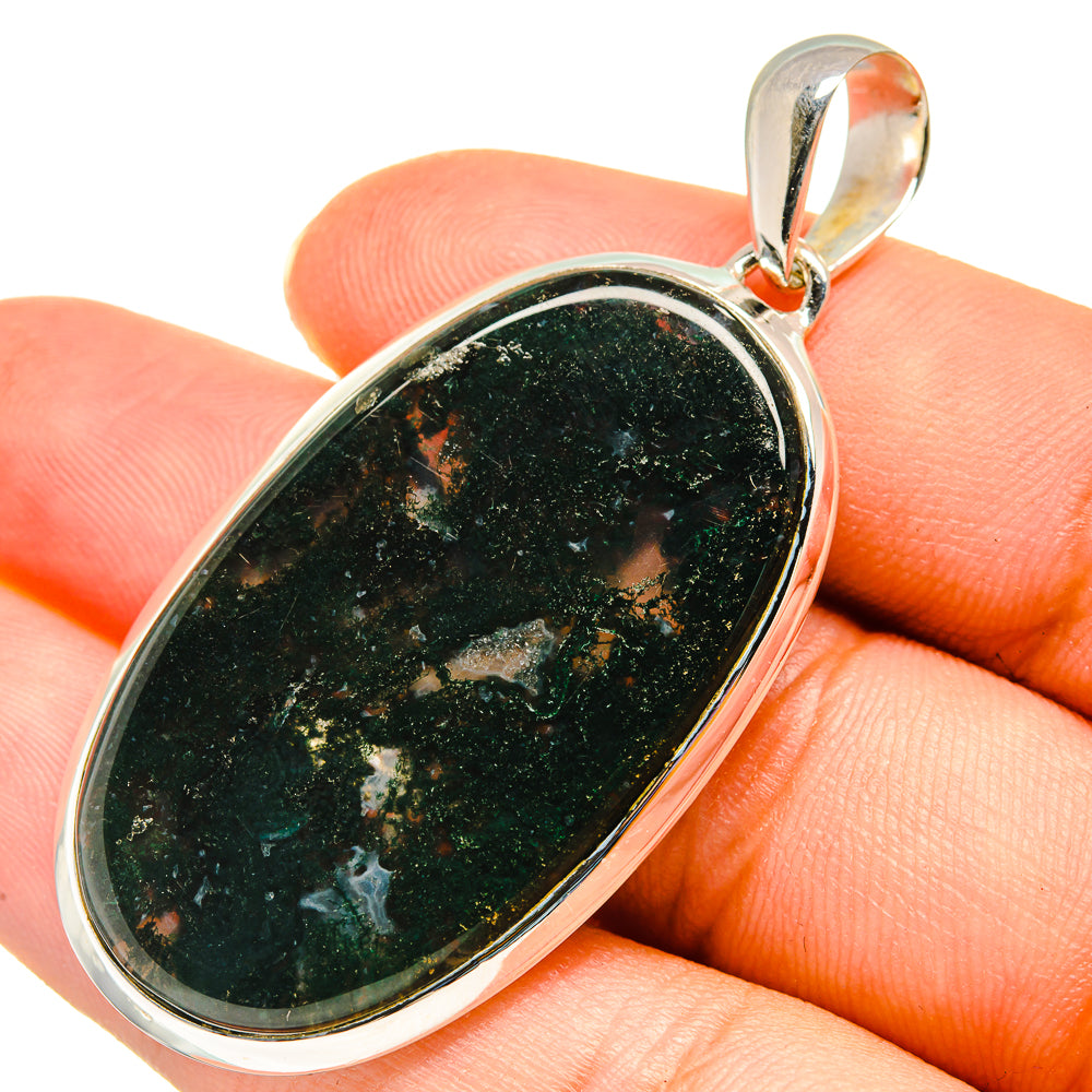Green Moss Agate Pendants handcrafted by Anasilvercos - PD8256