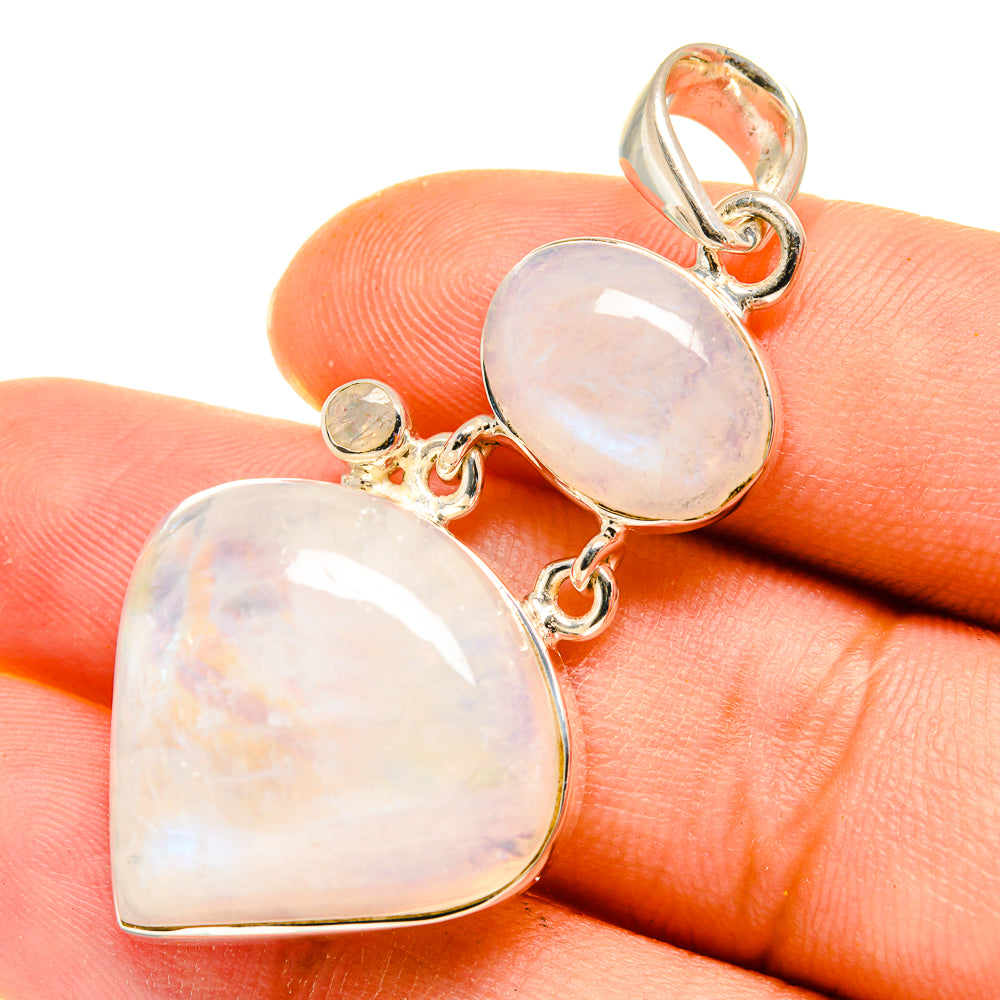 Rainbow Moonstone Pendants handcrafted by Anasilvercos - PD8312
