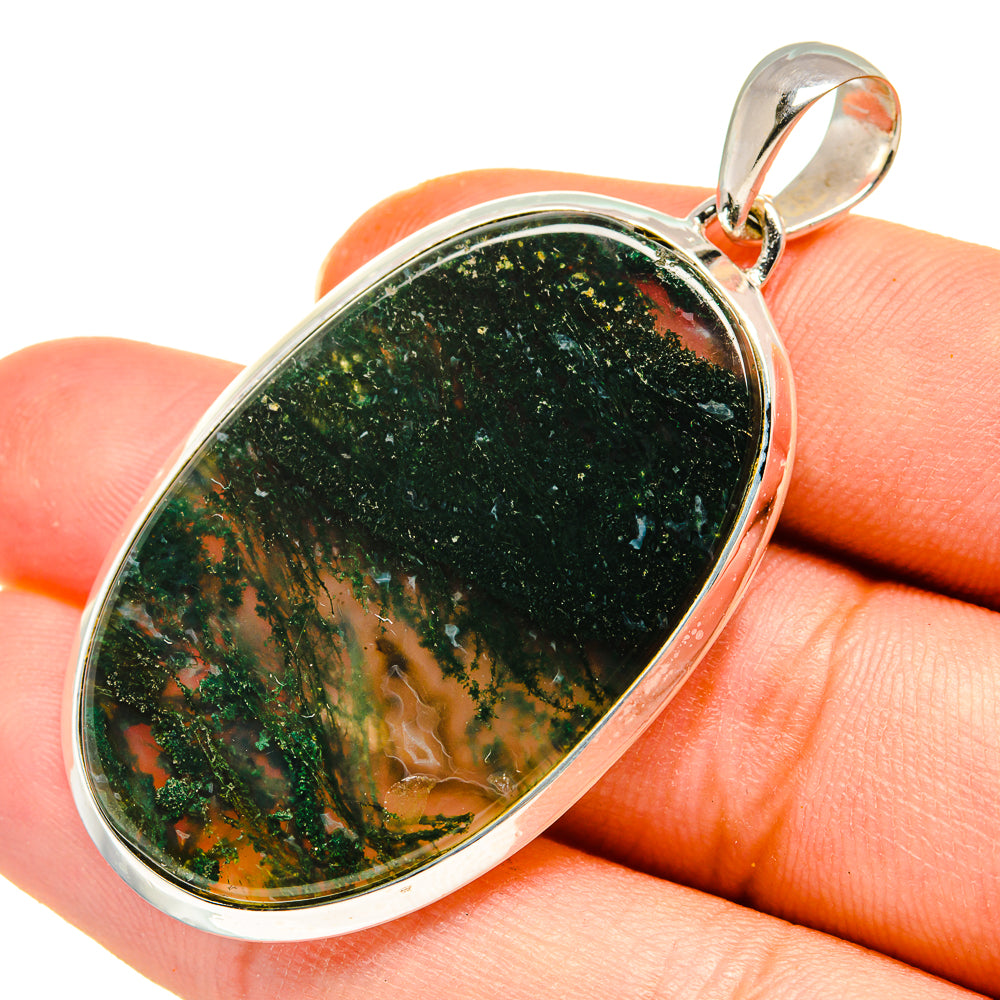 Green Moss Agate Pendants handcrafted by Anasilvercos - PD8316