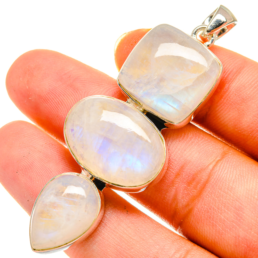 Rainbow Moonstone Pendants handcrafted by Anasilvercos - PD8327