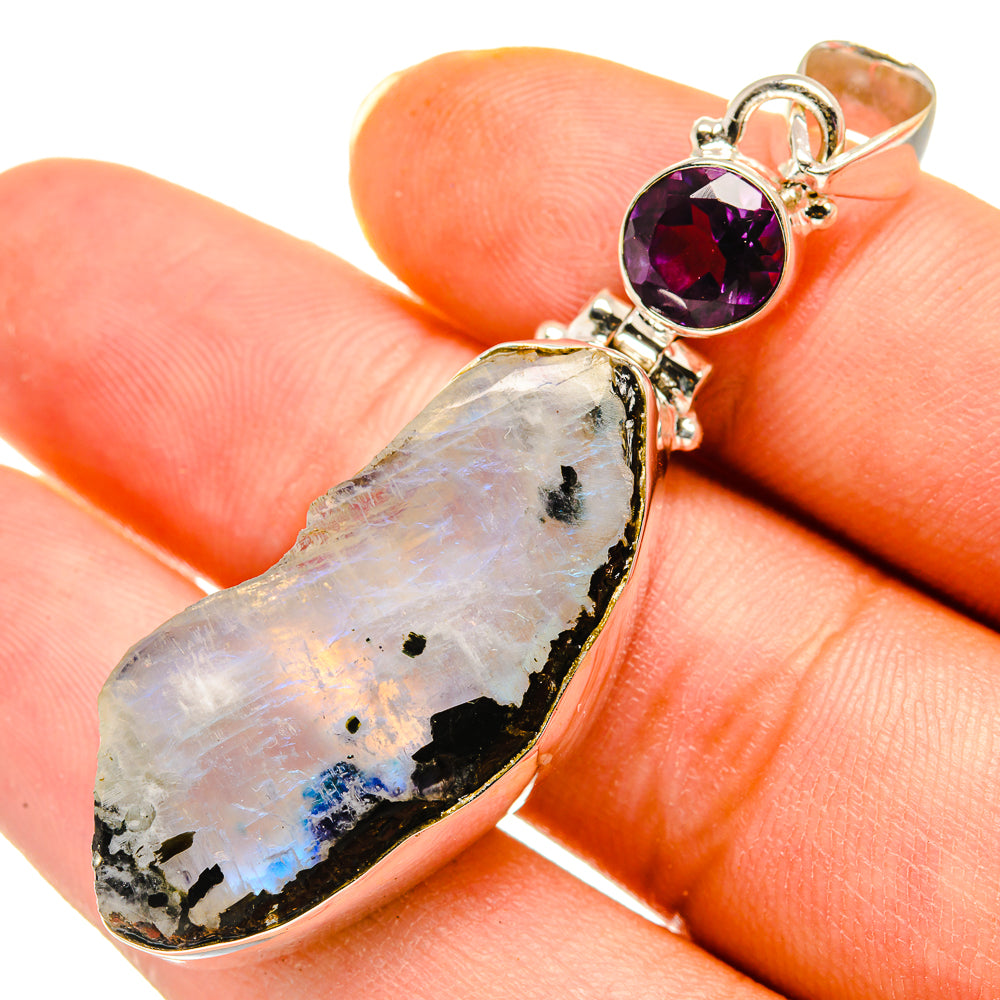 Rainbow Moonstone Pendants handcrafted by Anasilvercos - PD8328