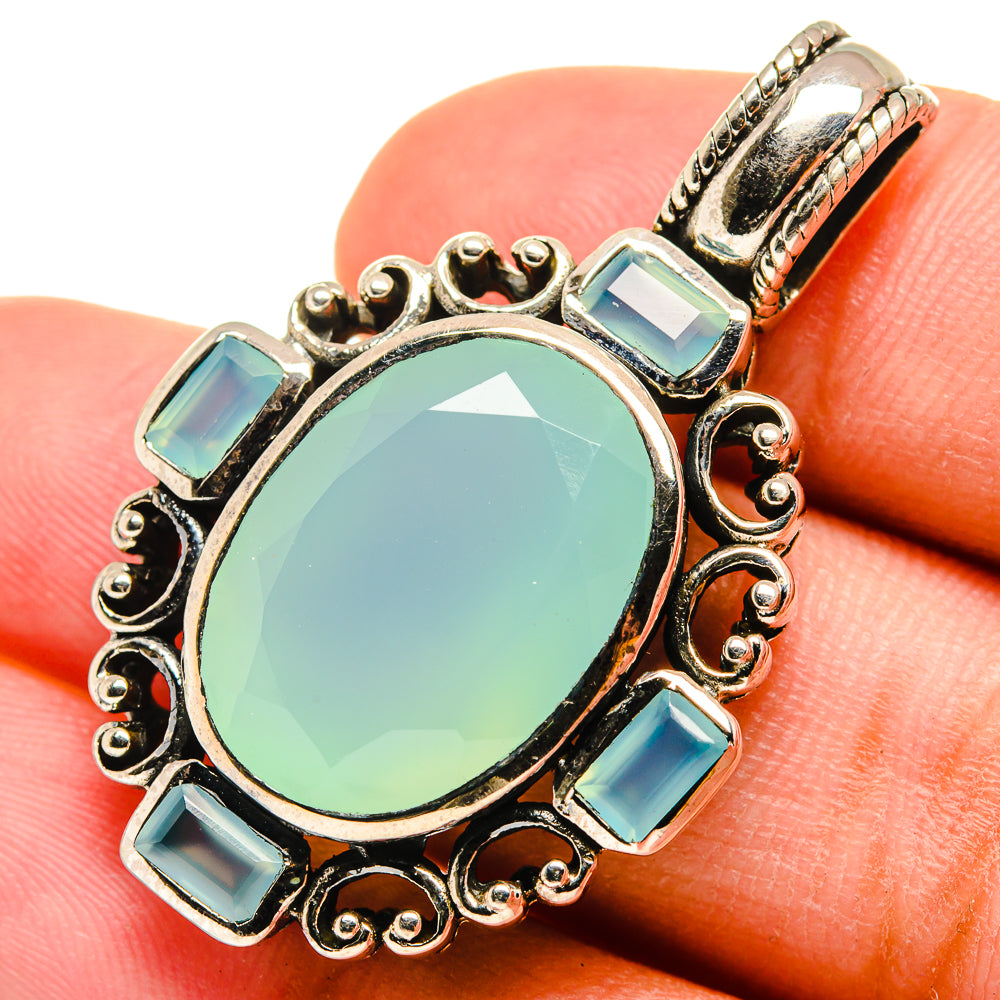 Aqua Chalcedony Pendants handcrafted by Anasilvercos - PD8341