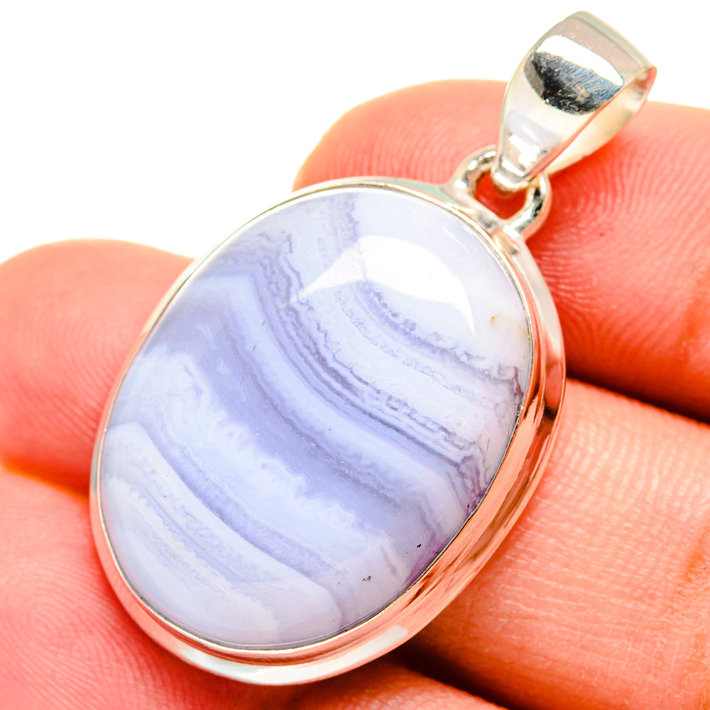 Blue Lace Agate Pendants handcrafted by Anasilvercos - PD8346