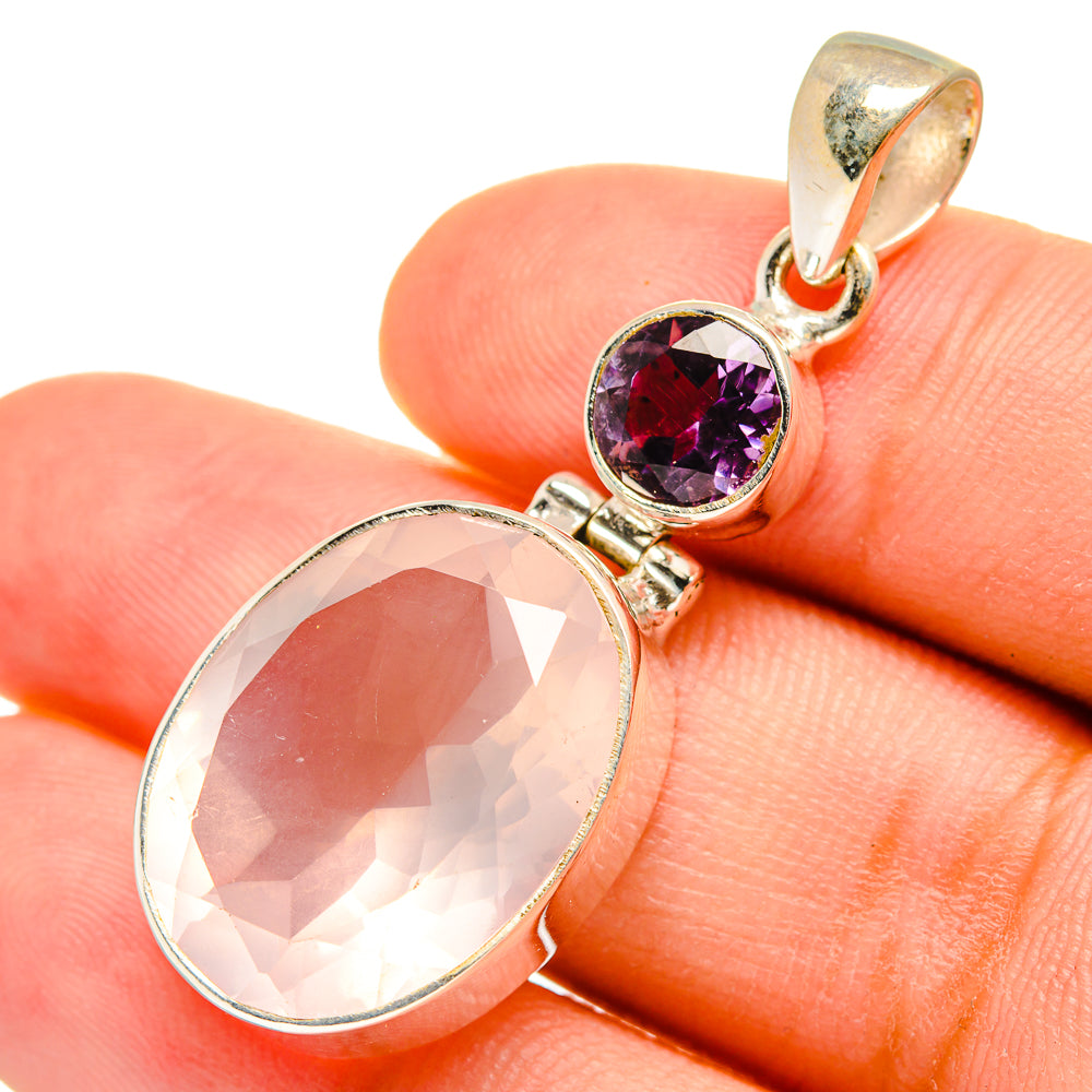 Rose Quartz Pendants handcrafted by Anasilvercos - PD8403
