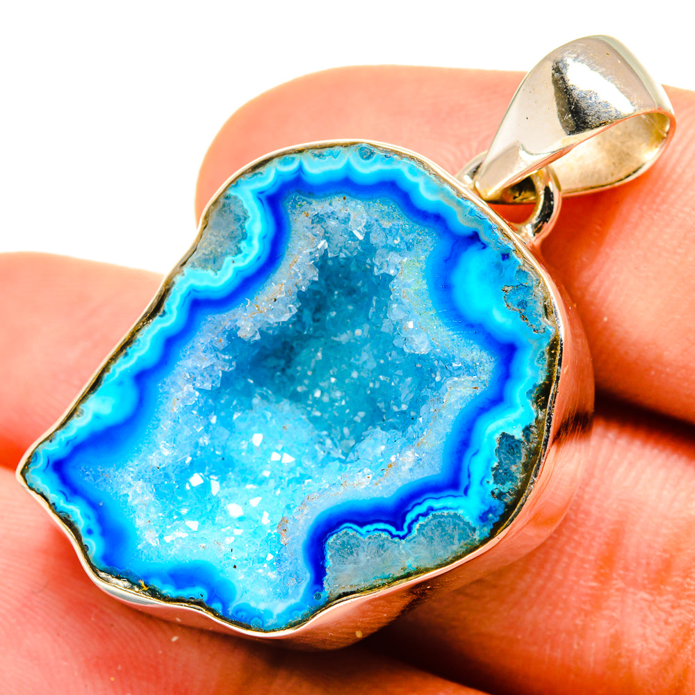 Blue Geode Slice Pendants handcrafted by Anasilvercos - PD8468