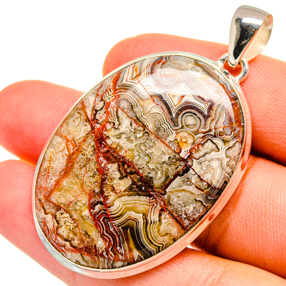 Crazy Lace Agate Pendants handcrafted by Anasilvercos - PD8520