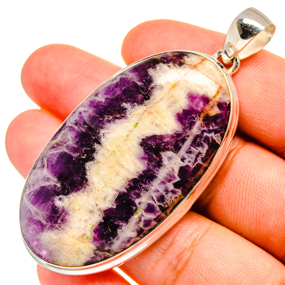 Chevron Amethyst Pendants handcrafted by Anasilvercos - PD8521