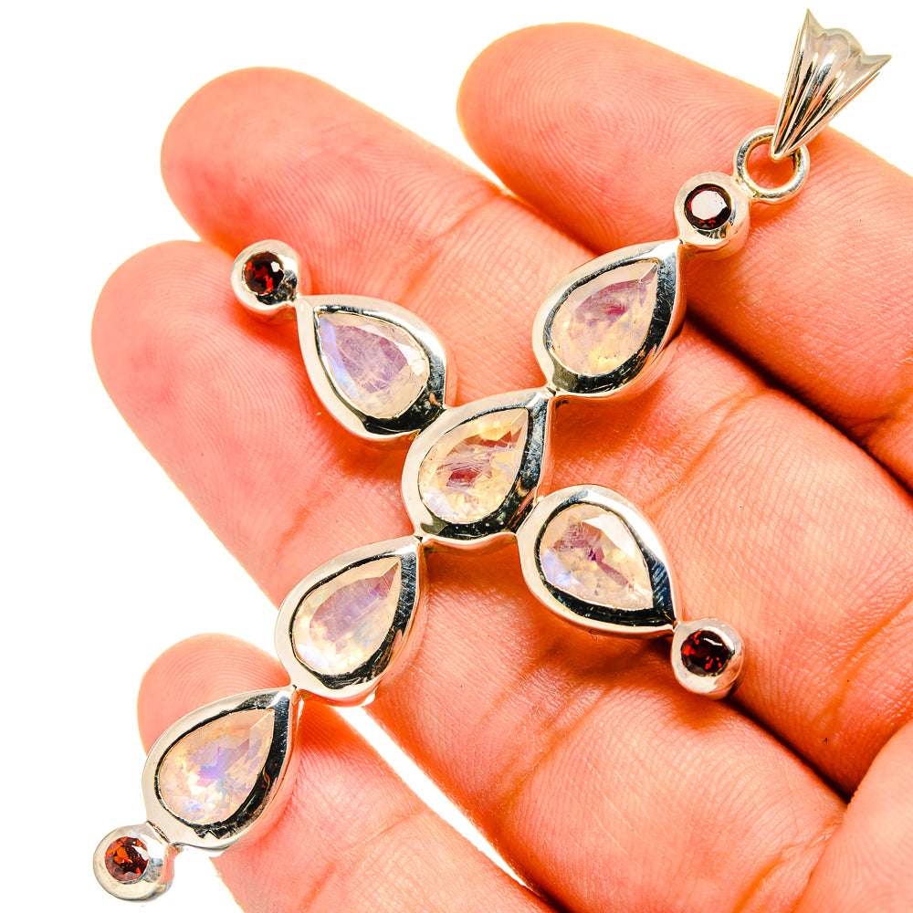 Rainbow Moonstone Pendants handcrafted by Anasilvercos - PD8524