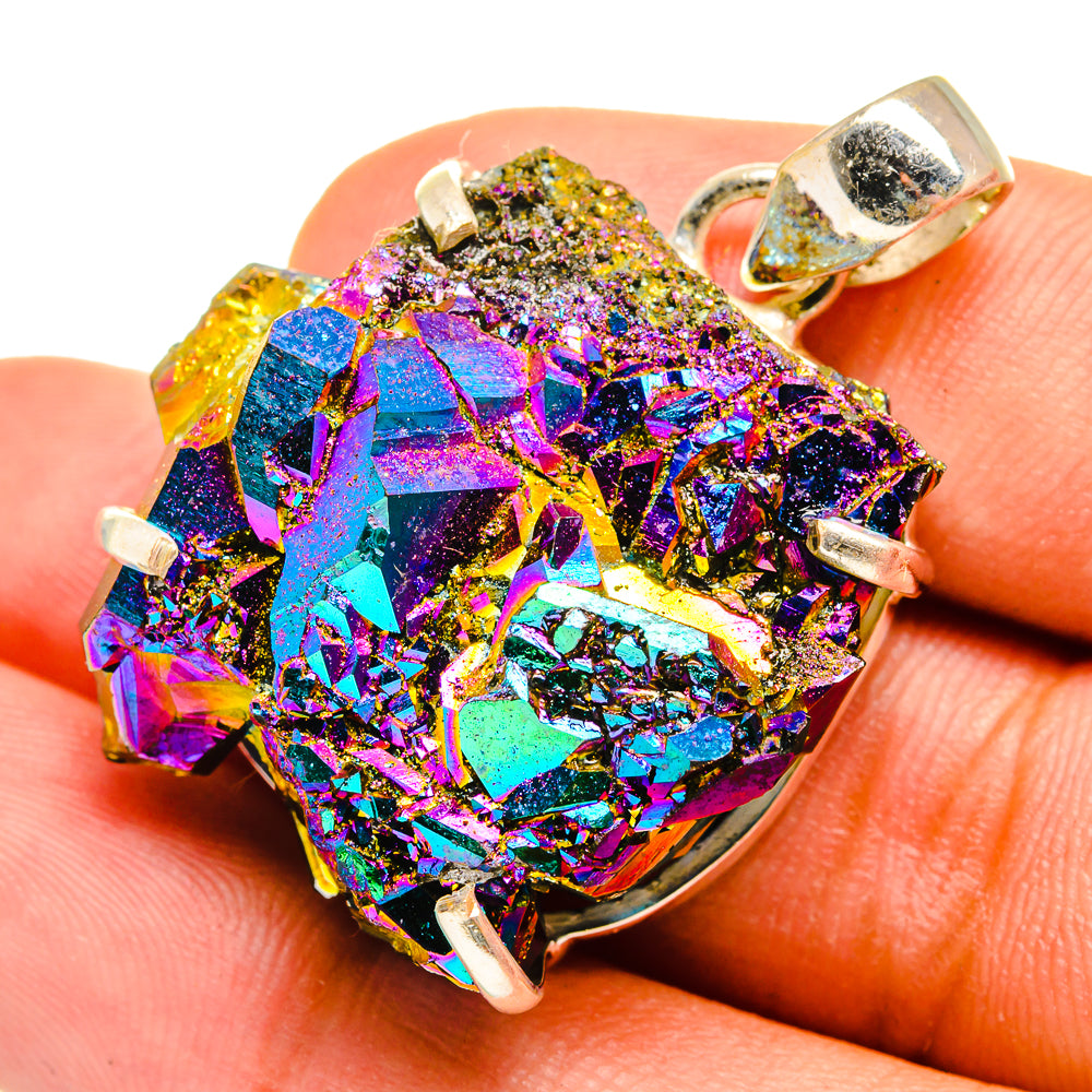 Titanium Sunshine Druzy Pendants handcrafted by Anasilvercos - PD8534