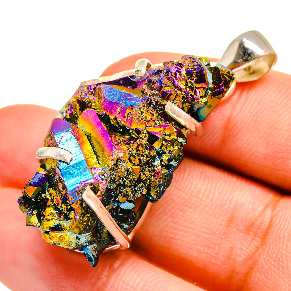 Titanium Sunshine Druzy Pendants handcrafted by Anasilvercos - PD8535