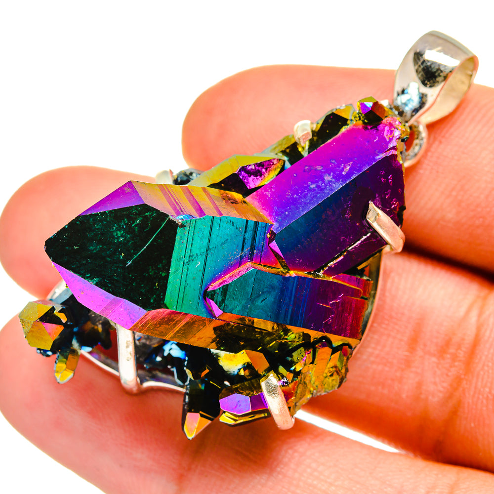 Titanium Sunshine Druzy Pendants handcrafted by Anasilvercos - PD8537