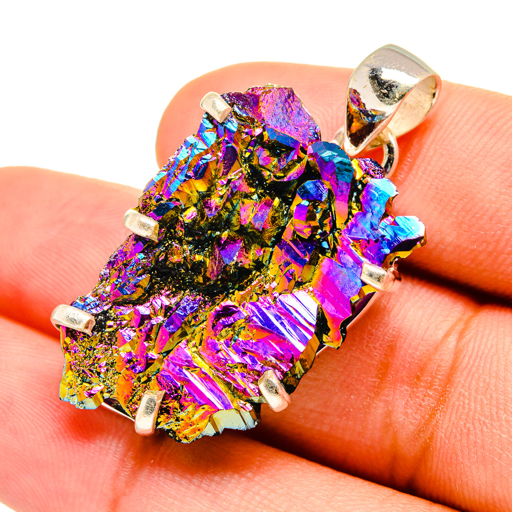 Titanium Sunshine Druzy Pendants handcrafted by Anasilvercos - PD8544