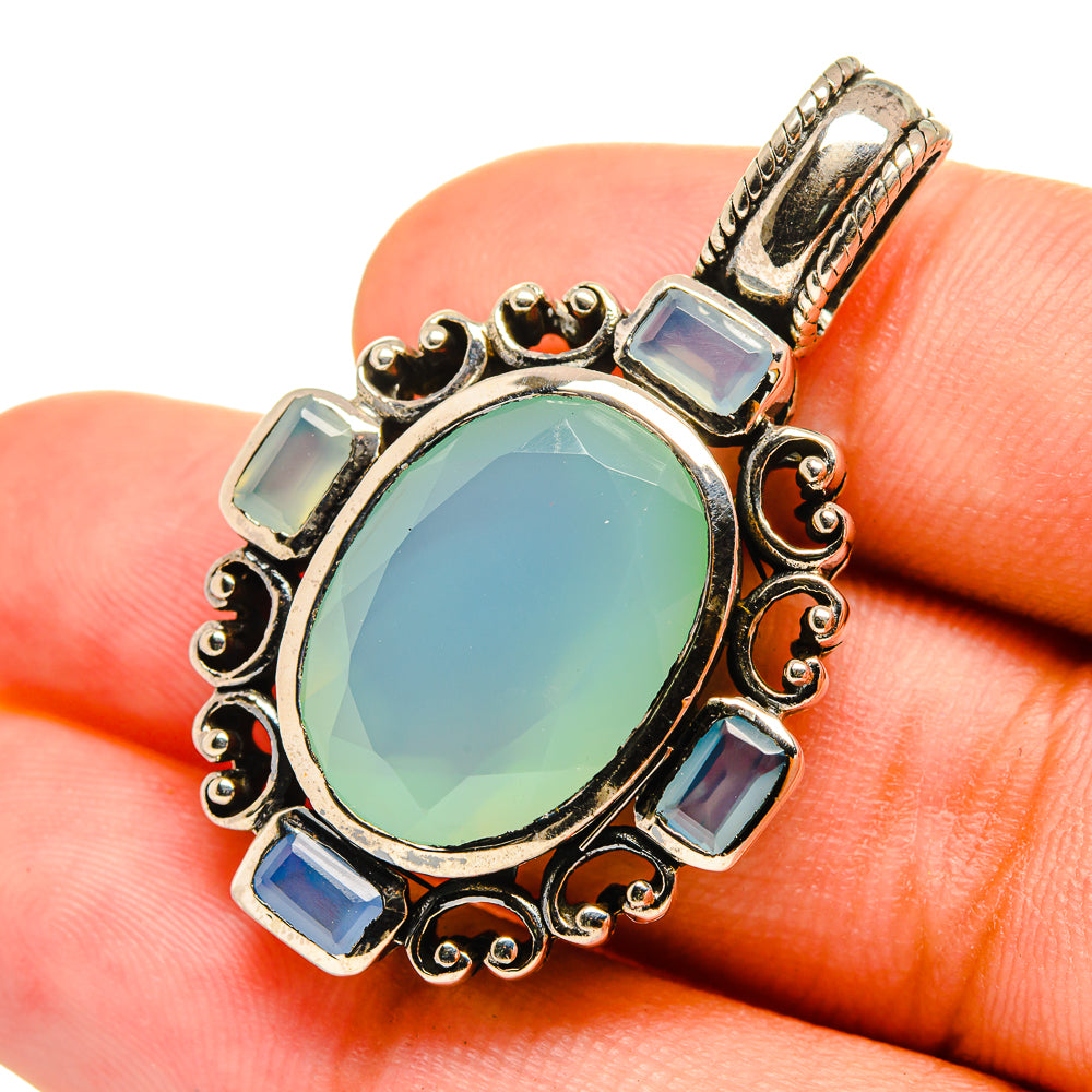 Aqua Chalcedony Pendants handcrafted by Anasilvercos - PD8606