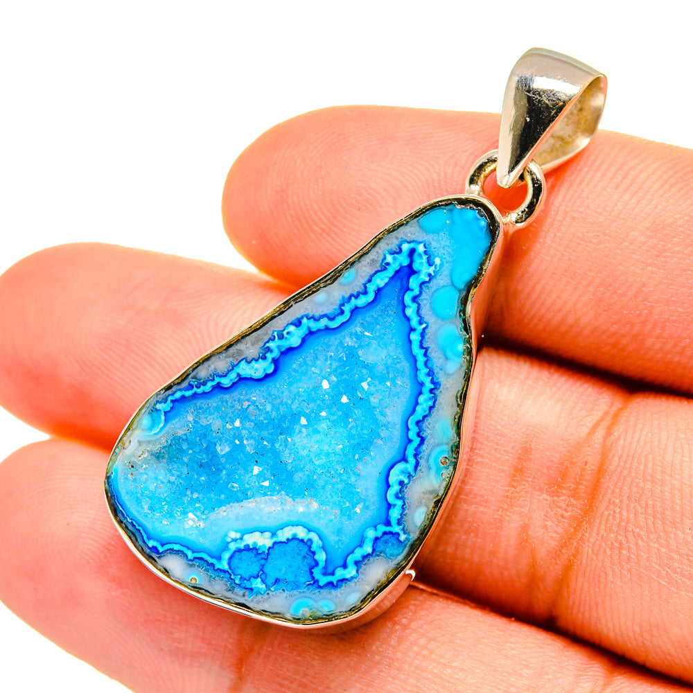 Blue Geode Slice Pendants handcrafted by Anasilvercos - PD8620