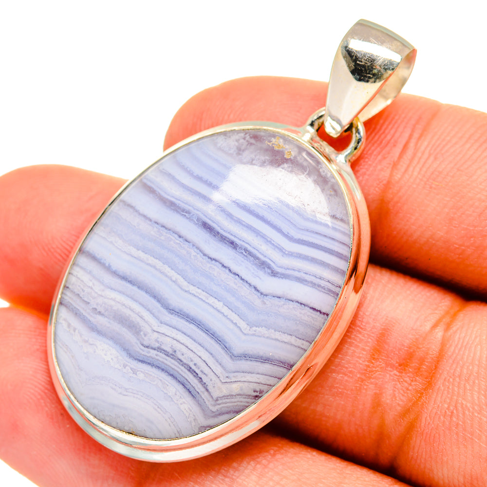 Blue Lace Agate Pendants handcrafted by Anasilvercos - PD8660