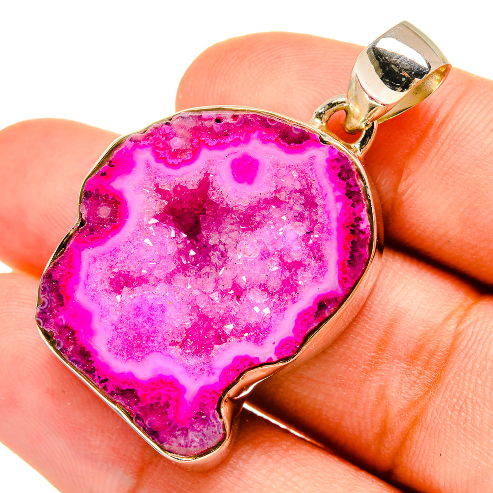 Pink Coconut Druzy Pendants handcrafted by Anasilvercos - PD8683