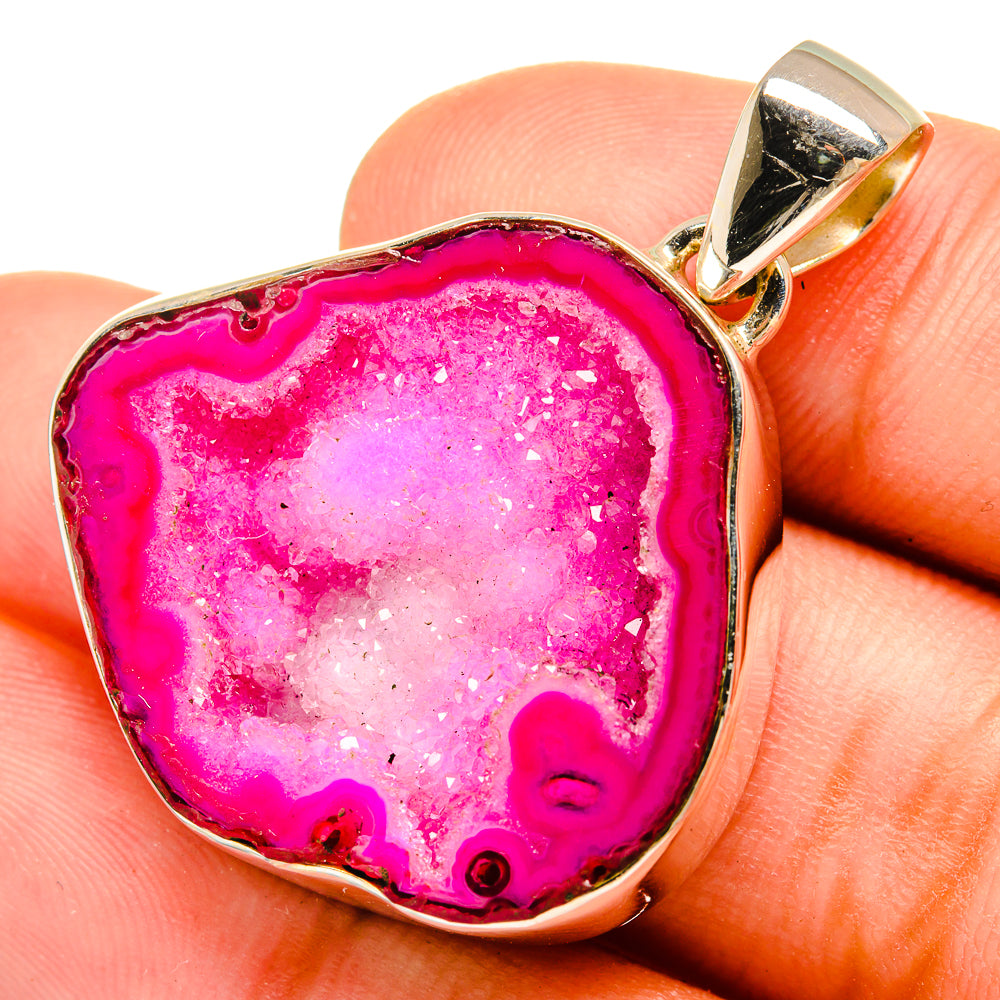 Pink Coconut Druzy Pendants handcrafted by Anasilvercos - PD8684
