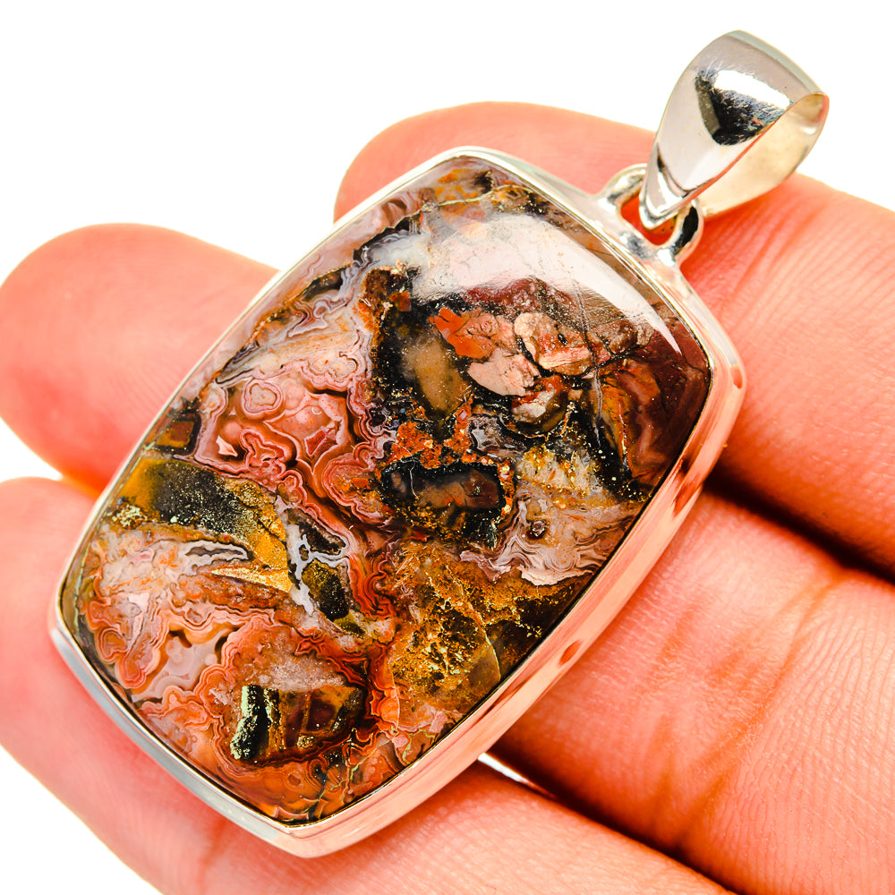 Crazy Lace Agate Pendants handcrafted by Anasilvercos - PD8716