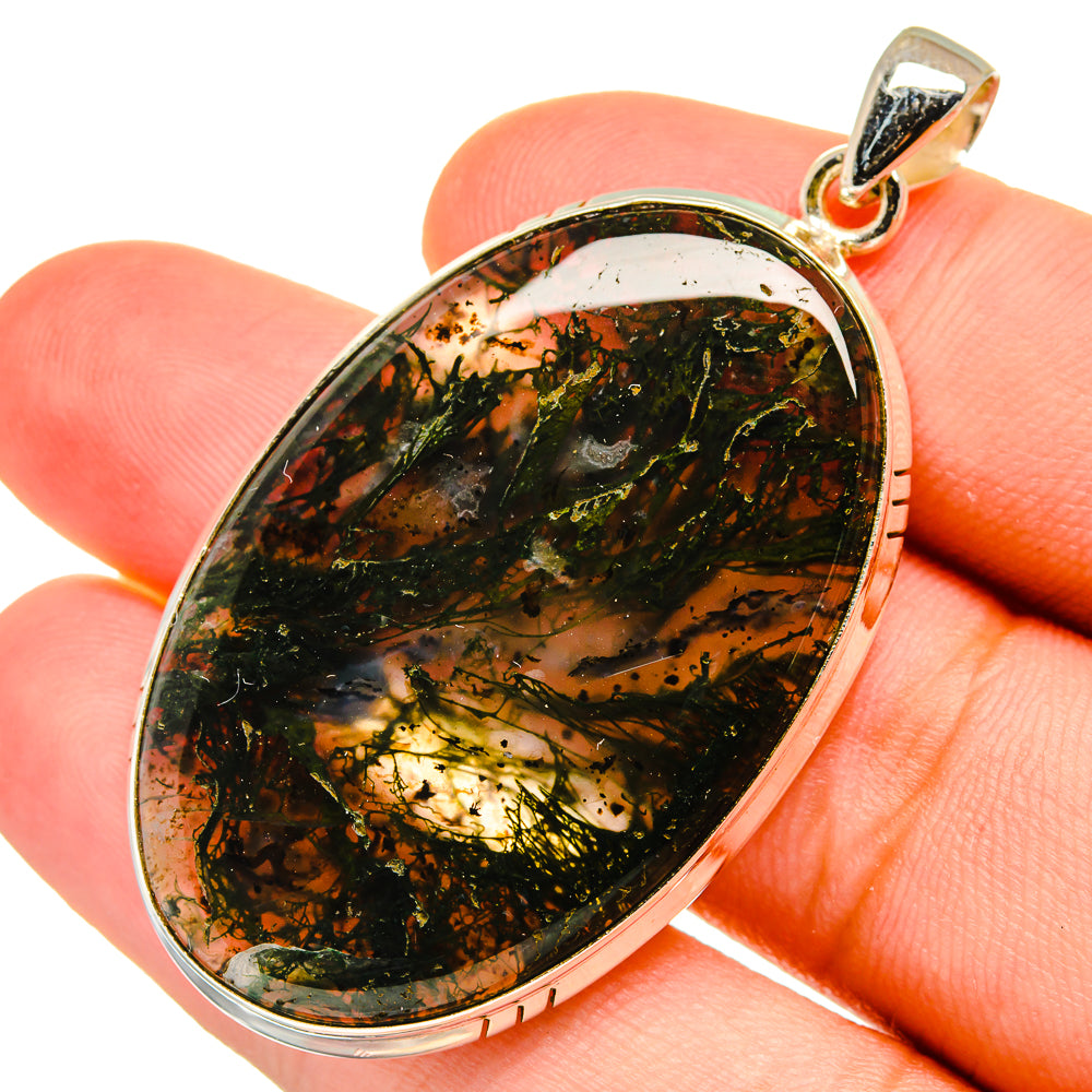 Green Moss Agate Pendants handcrafted by Anasilvercos - PD8765