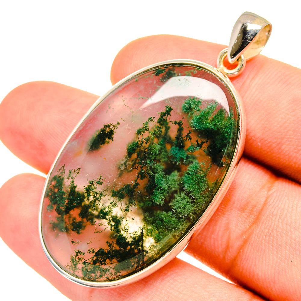 Green Moss Agate Pendants handcrafted by Anasilvercos - PD8766