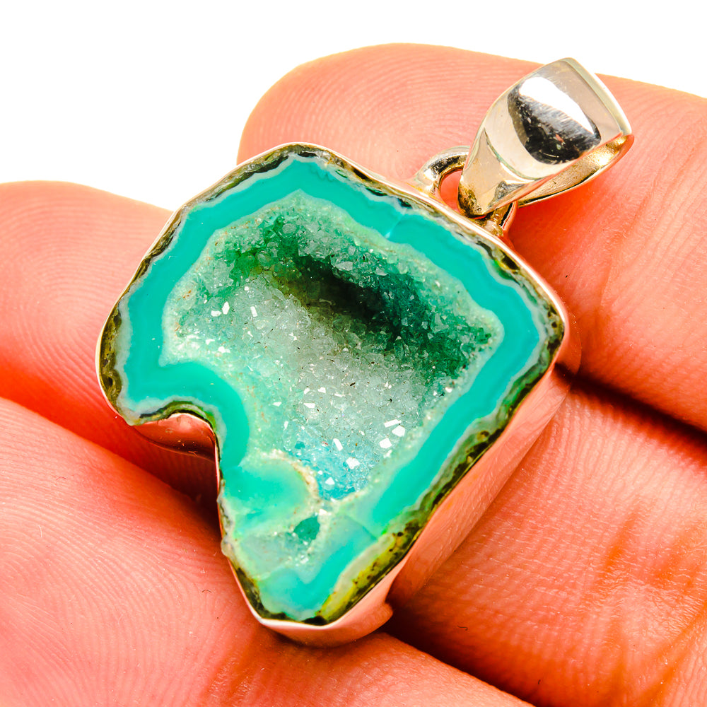 Green Geode Slice Pendants handcrafted by Anasilvercos - PD8777