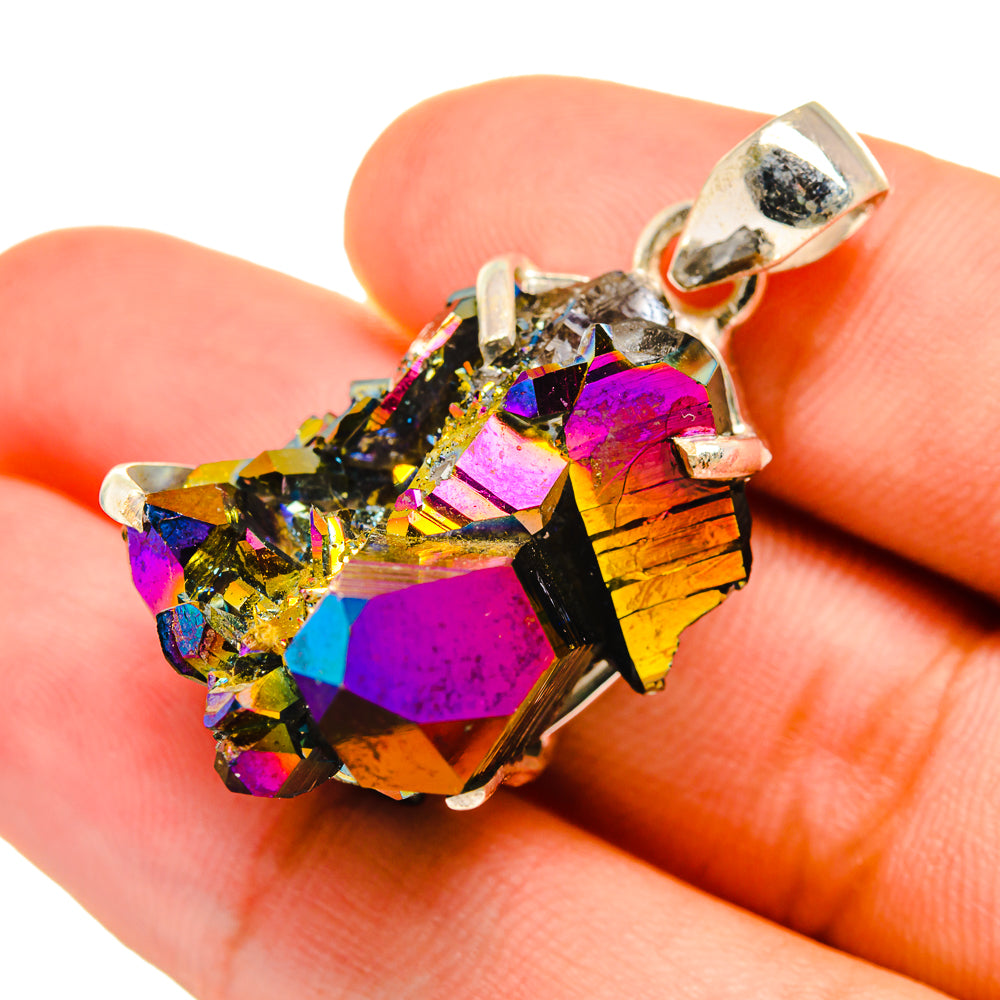 Titanium Sunshine Druzy Pendants handcrafted by Anasilvercos - PD8792