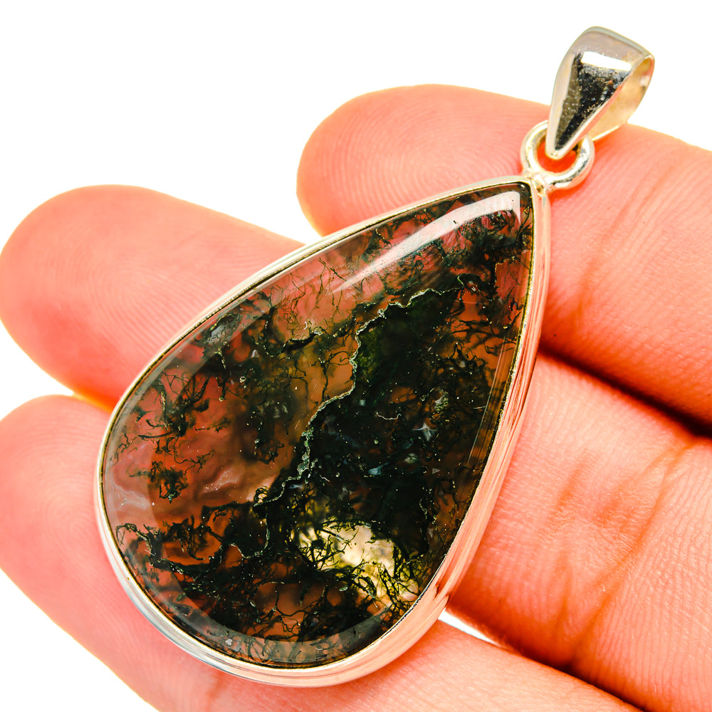 Green Moss Agate Pendants handcrafted by Anasilvercos - PD8798