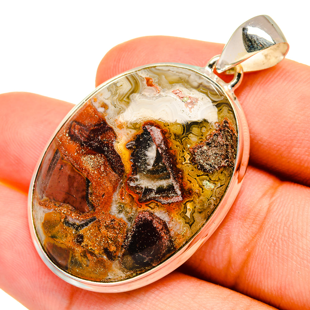 Crazy Lace Agate Pendants handcrafted by Anasilvercos - PD8819