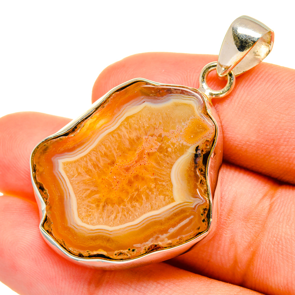 Yellow Geode Slice Pendants handcrafted by Anasilvercos - PD8822
